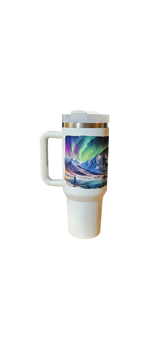 Aurora Borealis Mountain Insulated 40oz Tumbler