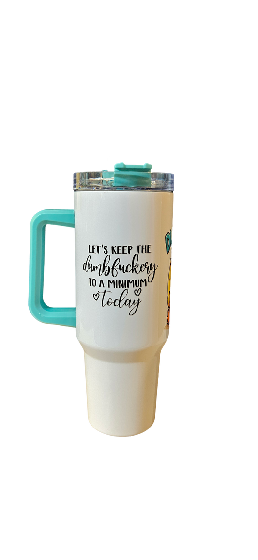"Duck Off!" Insulated 40oz Tumbler – Cozy Sleeping Duck Design