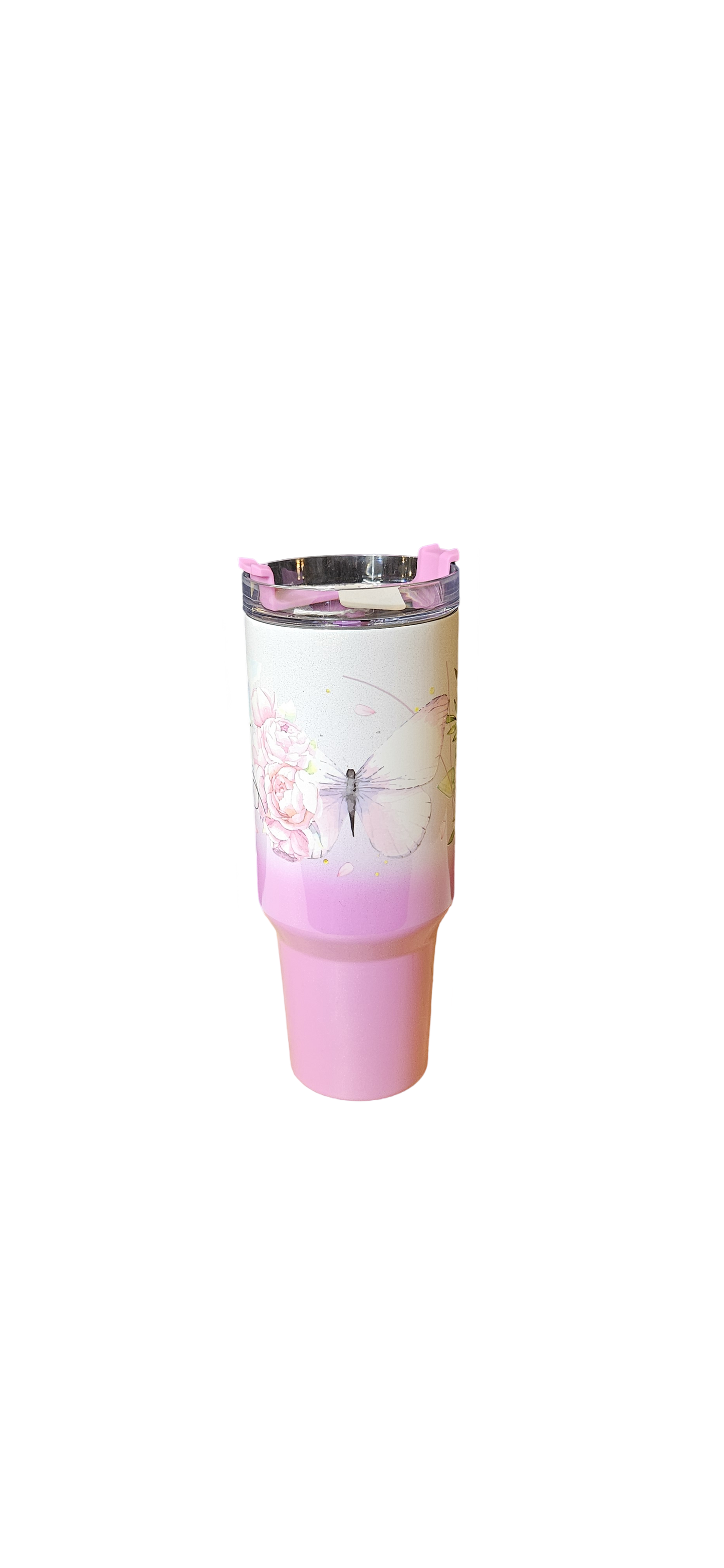 Graceful Butterfly Tumbler – Pink & Rose Design