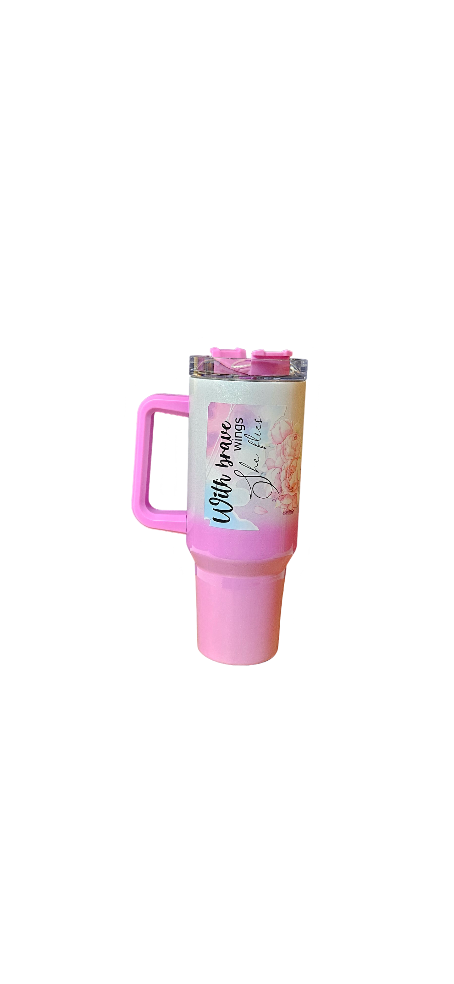 Graceful Butterfly Tumbler – Pink & Rose Design