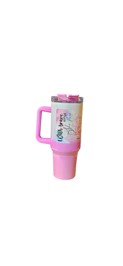 Graceful Butterfly Tumbler – Pink & Rose Design