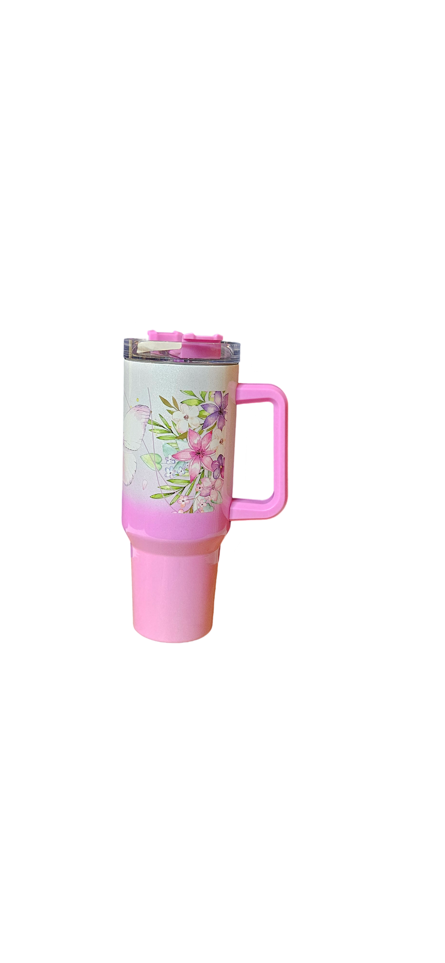 Graceful Butterfly Tumbler – Pink & Rose Design