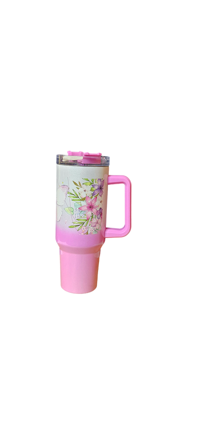 Graceful Butterfly Tumbler – Pink & Rose Design