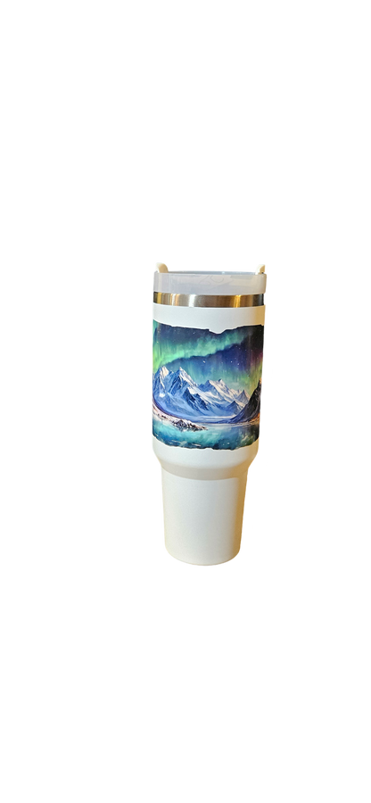Aurora Borealis Mountain Insulated 40oz Tumbler