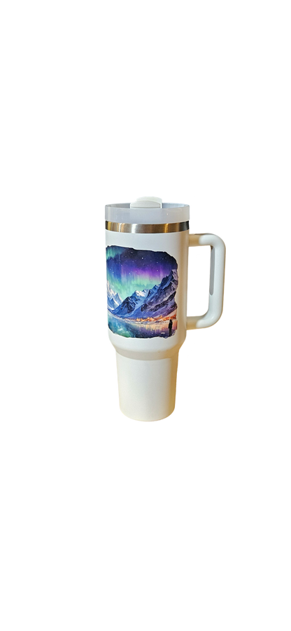 Aurora Borealis Mountain Insulated 40oz Tumbler