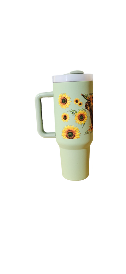 Highland Cow & Sunflower Charm Insulated 40oz Tumbler