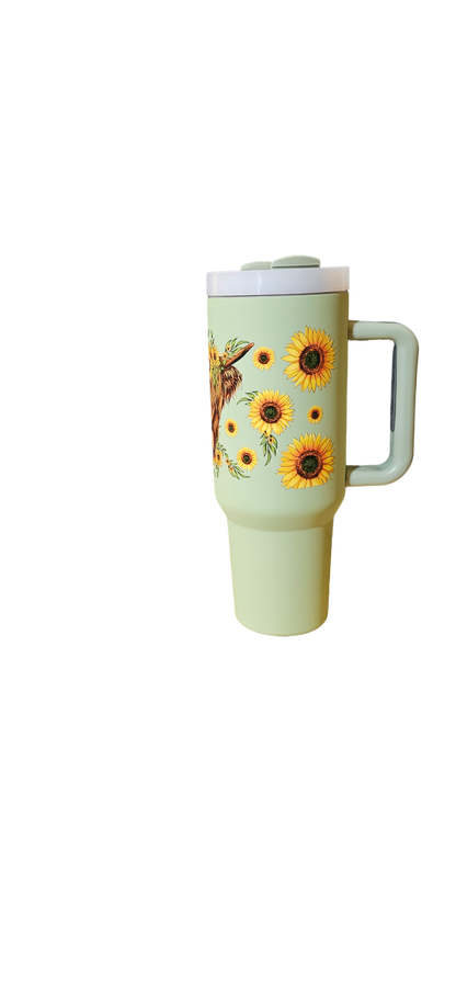 Highland Cow & Sunflower Charm Insulated 40oz Tumbler
