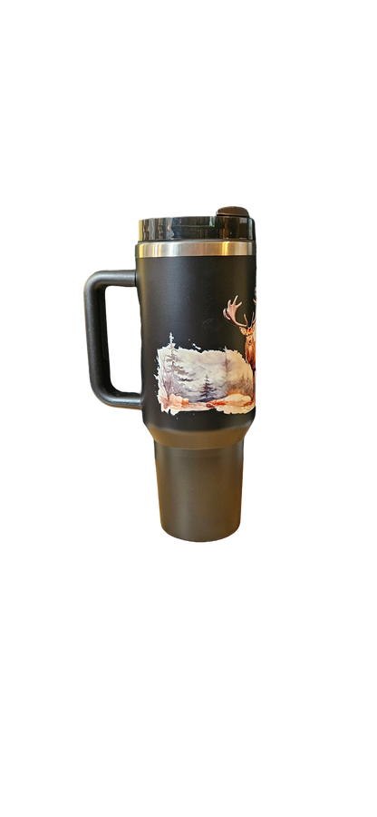 Majestic Winter Elk Insulated 40oz Tumbler