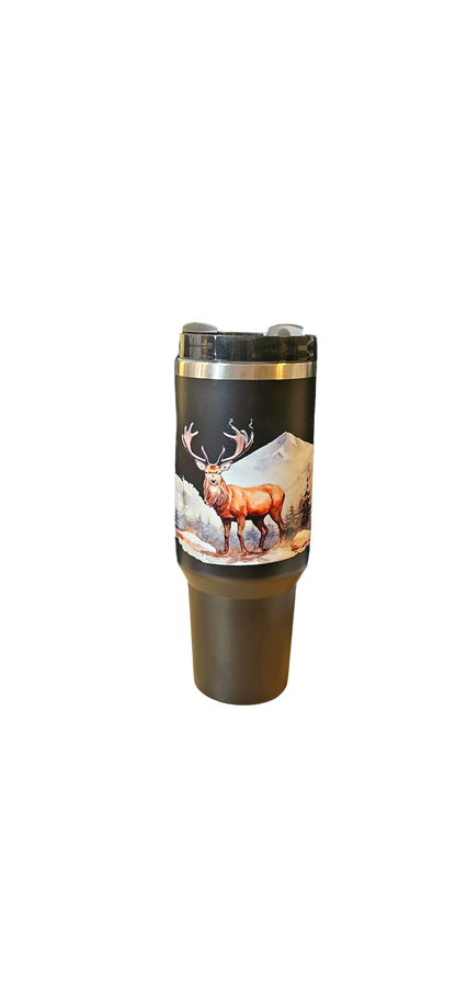 Majestic Winter Elk Insulated 40oz Tumbler