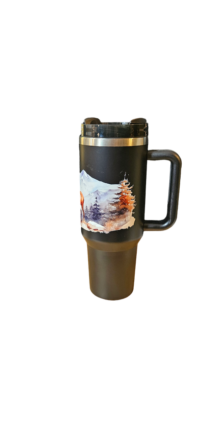 Majestic Winter Elk Insulated 40oz Tumbler