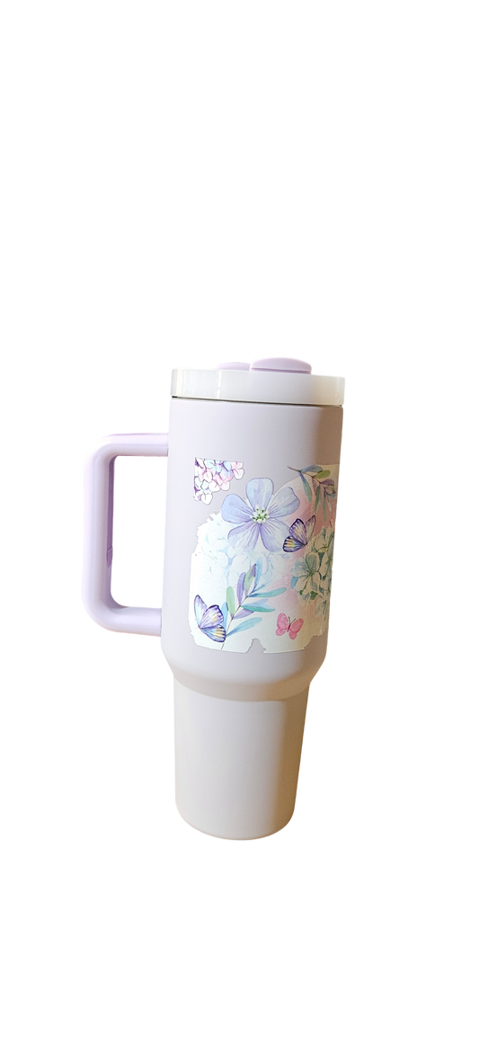 Floral & Butterfly Elegance Travel 40oz Tumbler
