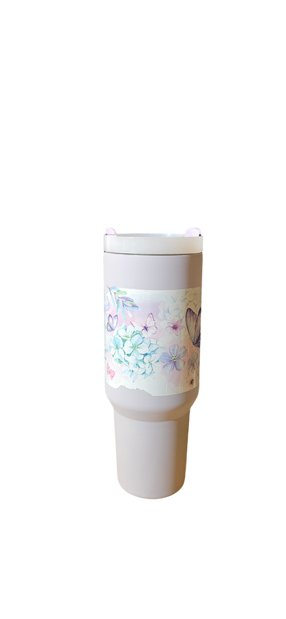 Floral & Butterfly Elegance Travel 40oz Tumbler
