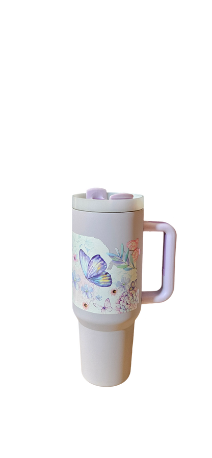 Floral & Butterfly Elegance Travel 40oz Tumbler